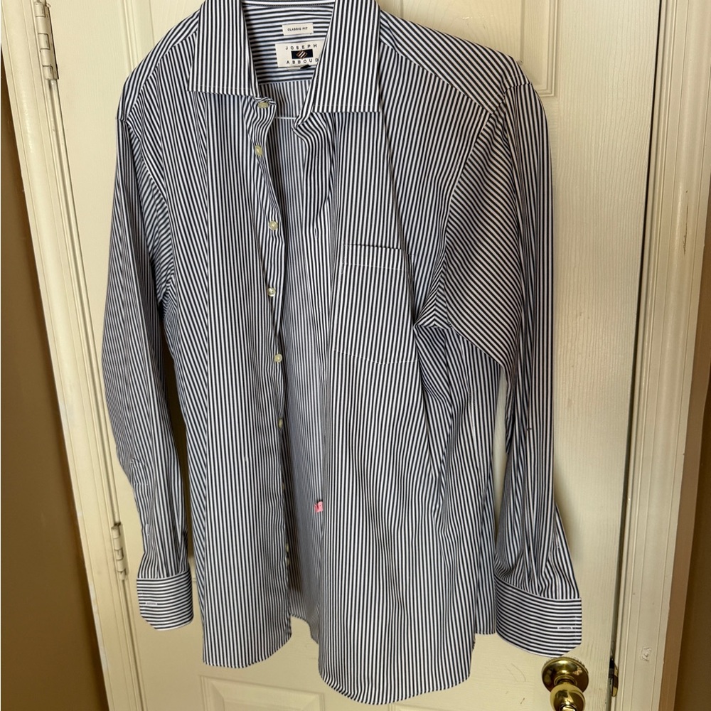 Joseph Abboud Navy and White Striped Dress Shirt